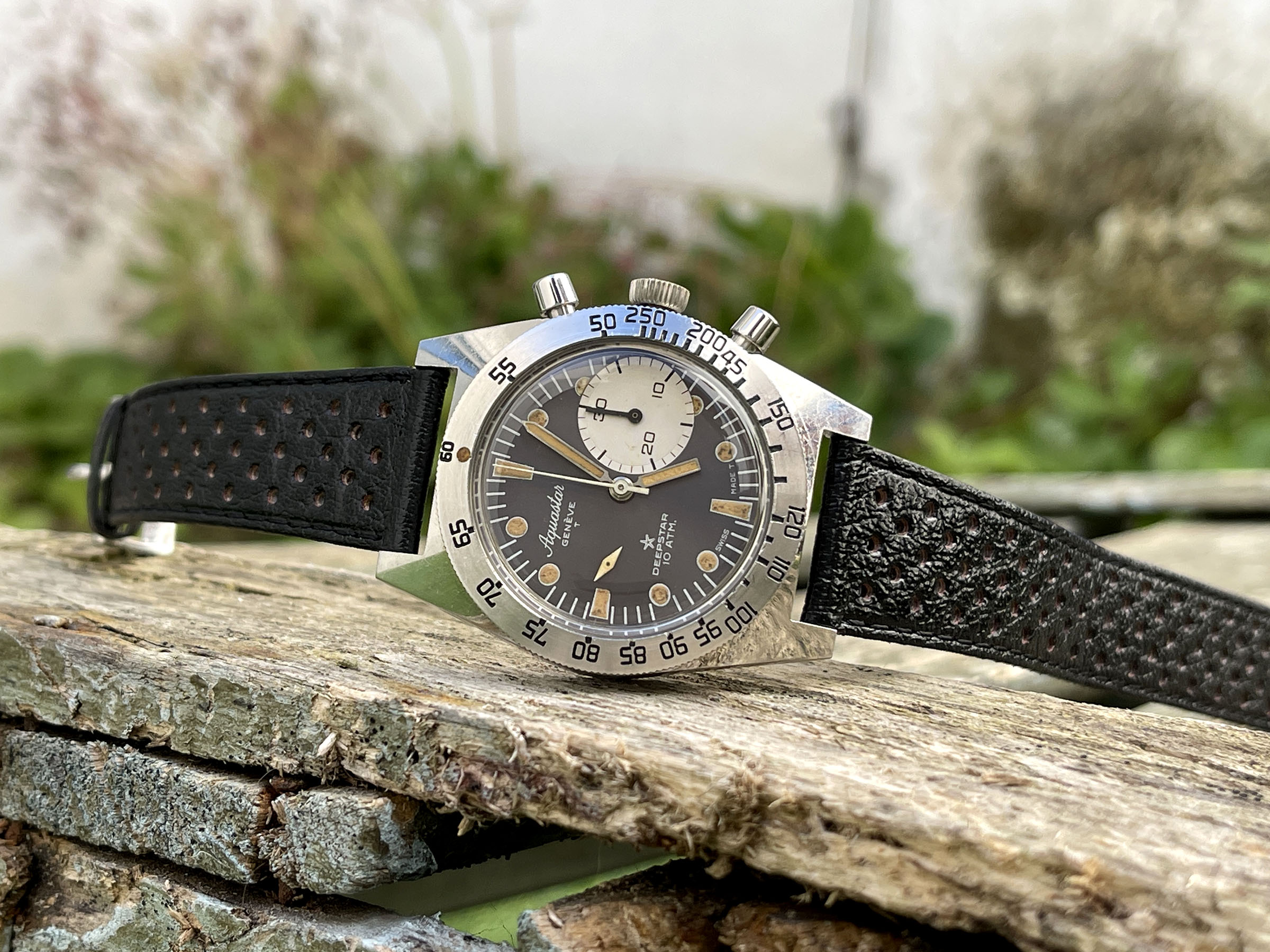 AQUASTAR DEEPSTAR 1968 (circa) - Reloj suizo antiguo de cuerda Referencia 92 Calibre Valjoux 92 - ICÓNICO *** IMPRESIONANTE ***