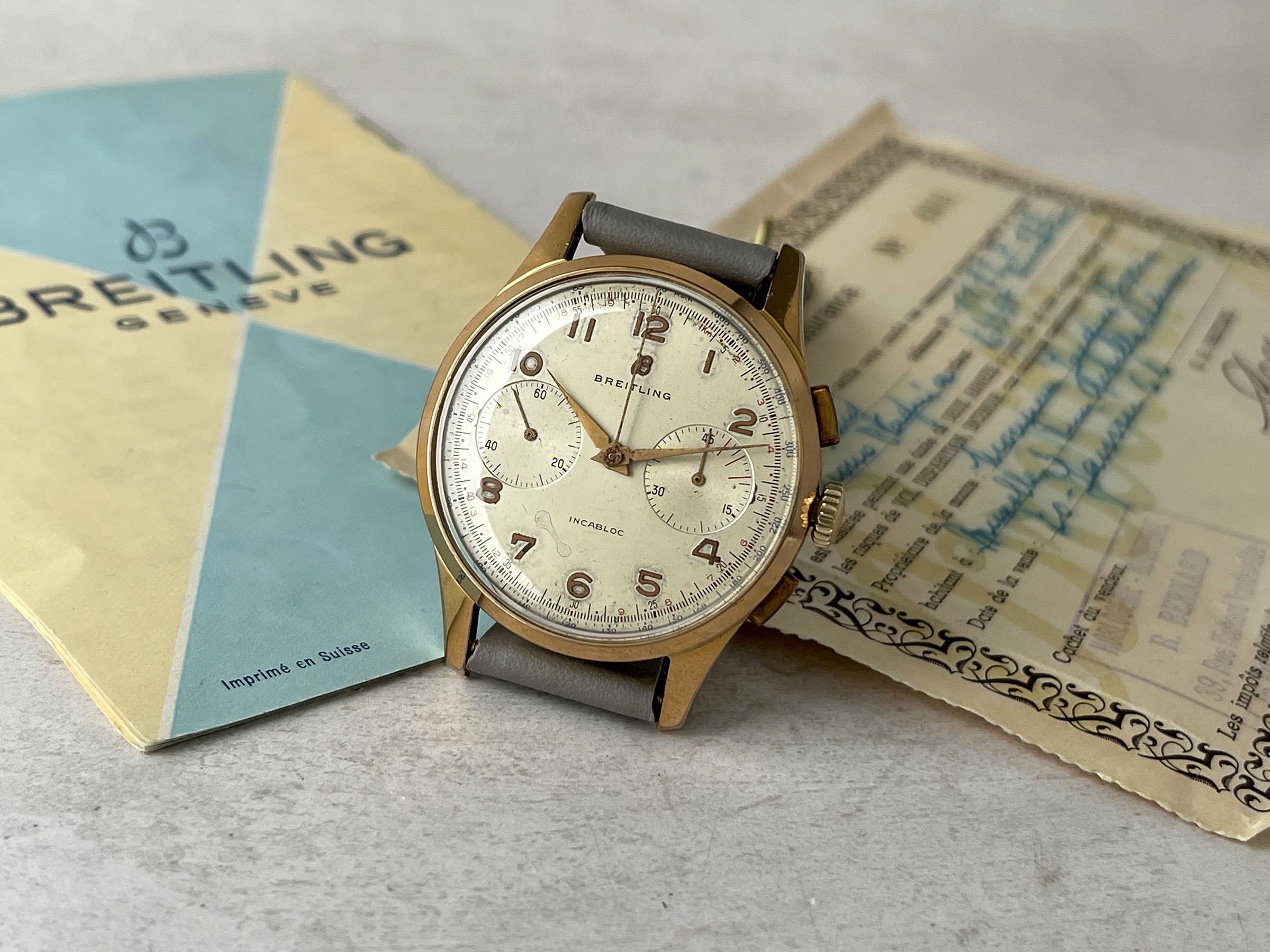 BREITLING CADETTE CHRONOGRAPH 1953 - Reloj cronógrafo suizo vintage de cuerda 37MM OVERSIZE Cal. Venus 188 Ref. 1188 *** CON PAPELES ***