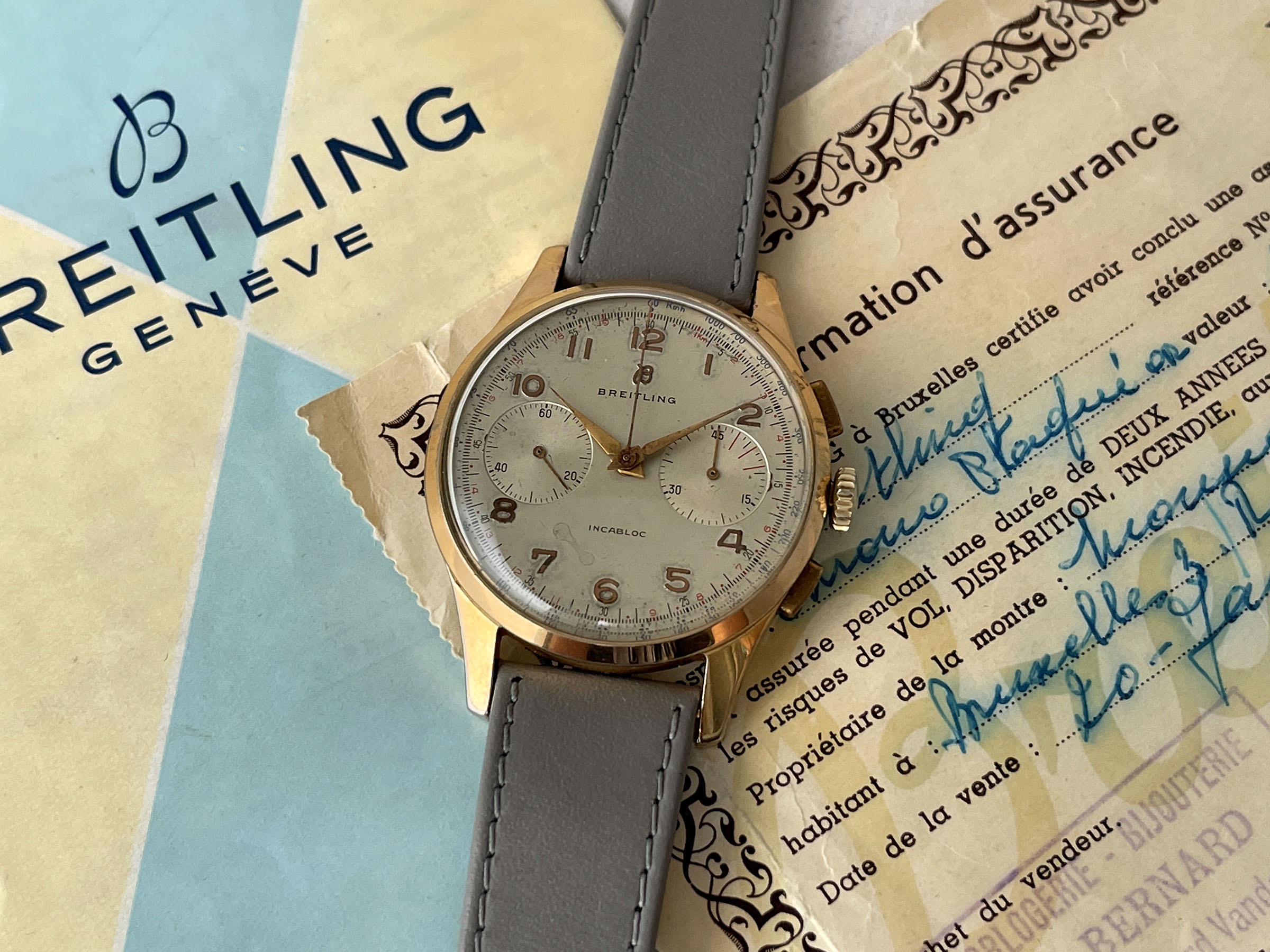 BREITLING CADETTE CHRONOGRAPH 1953 - Reloj cronógrafo suizo vintage de cuerda 37MM OVERSIZE Cal. Venus 188 Ref. 1188 *** CON PAPELES ***