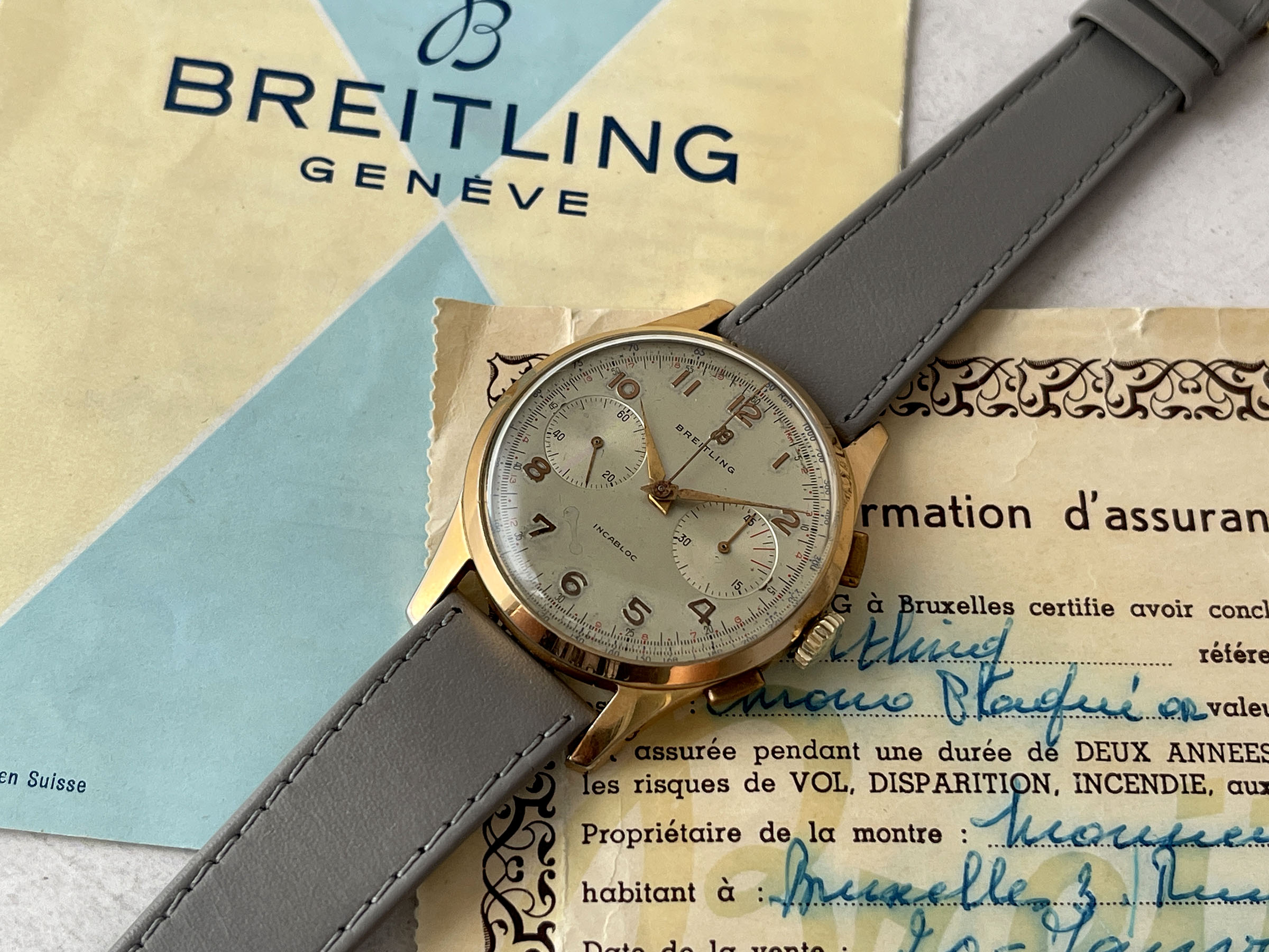 BREITLING CADETTE CHRONOGRAPH 1953 - Reloj cronógrafo suizo vintage de cuerda 37MM OVERSIZE Cal. Venus 188 Ref. 1188 *** CON PAPELES ***