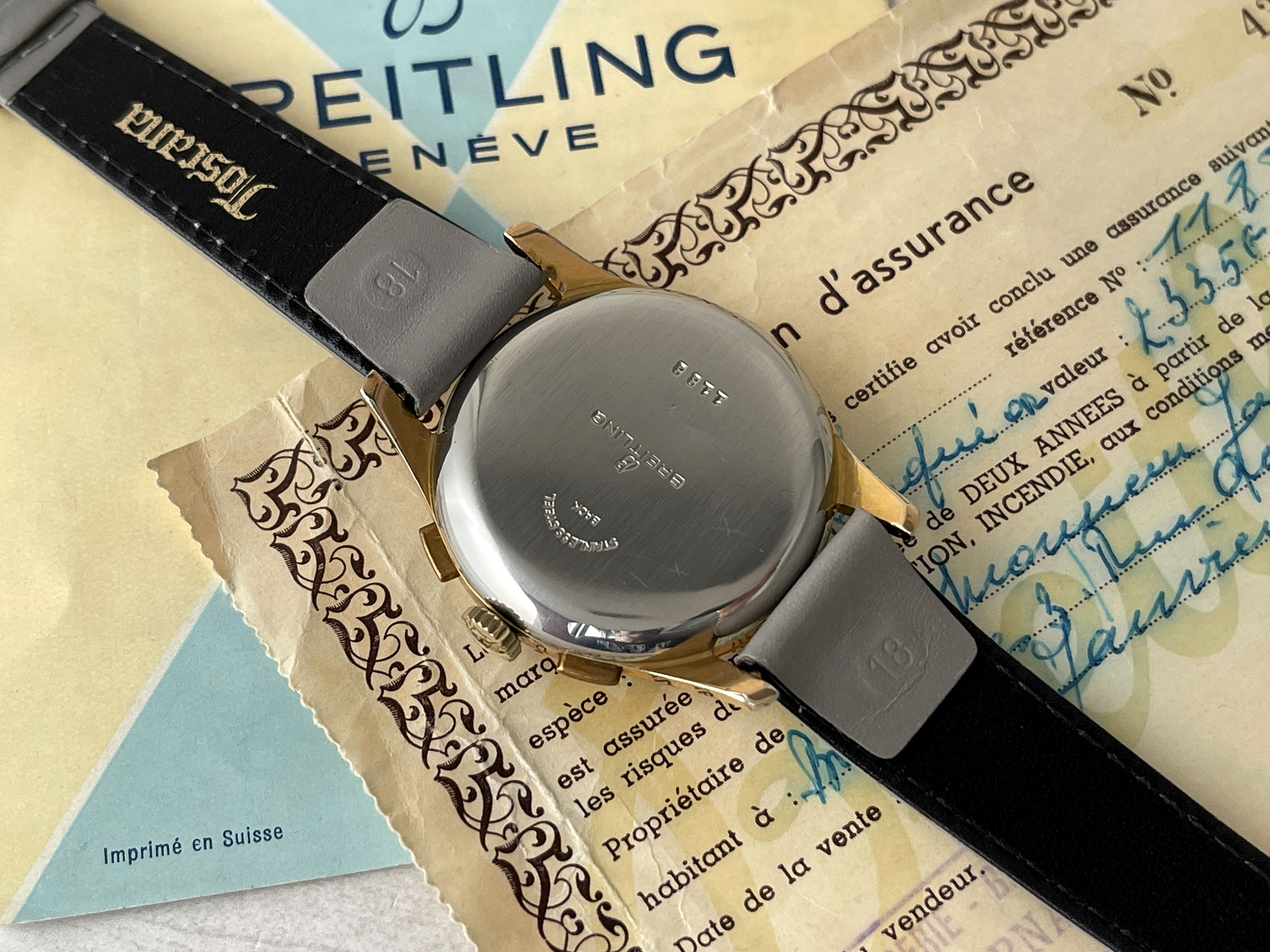 BREITLING CADETTE CHRONOGRAPH 1953 - Reloj cronógrafo suizo vintage de cuerda 37MM OVERSIZE Cal. Venus 188 Ref. 1188 *** CON PAPELES ***