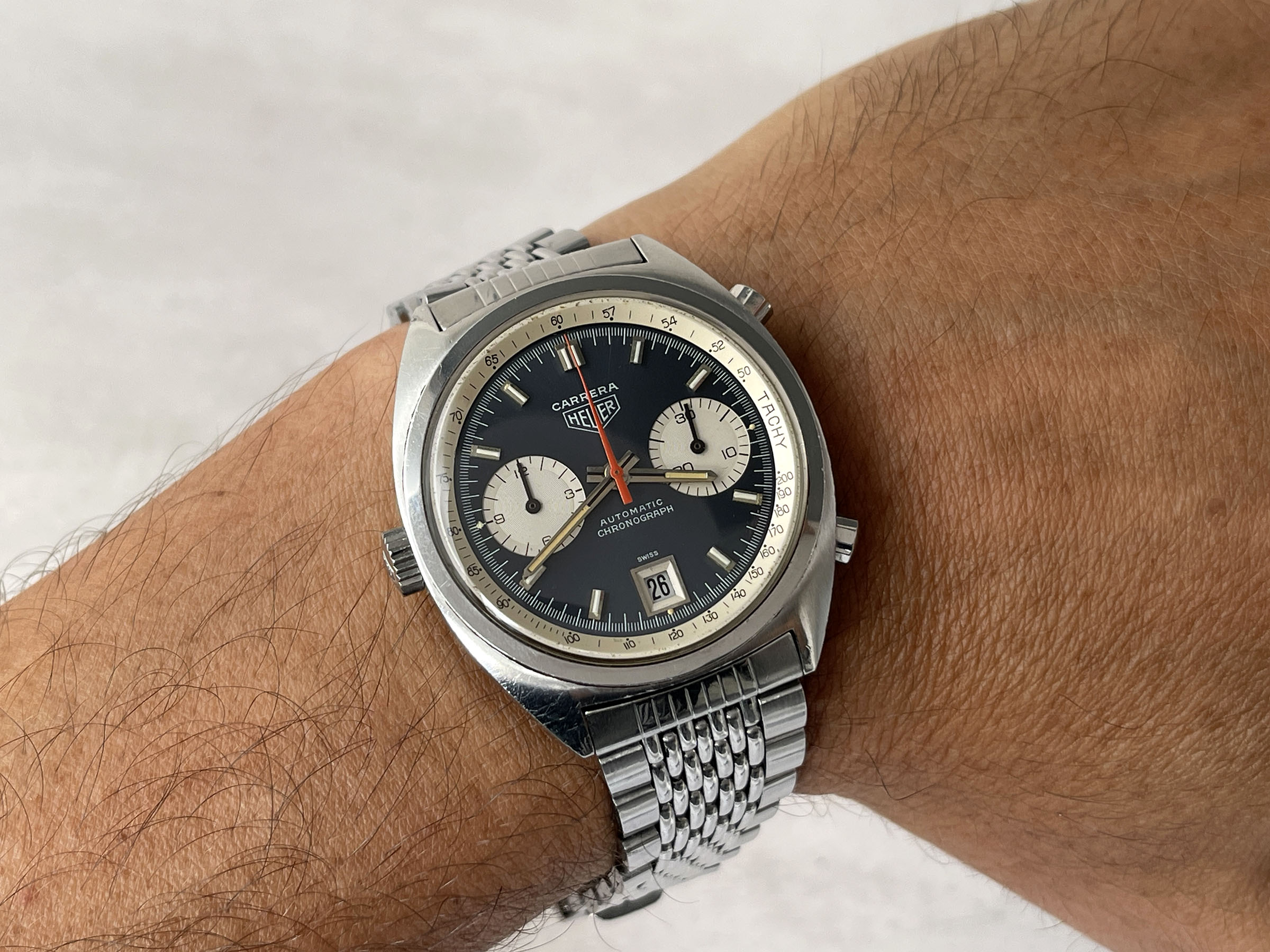 HEUER CARRERA 1969 - Reloj Cronógrafo Vintage Suizo Automático Calibre 11 Ref. 1153 *** GAY FRÈRES 3/69 ***