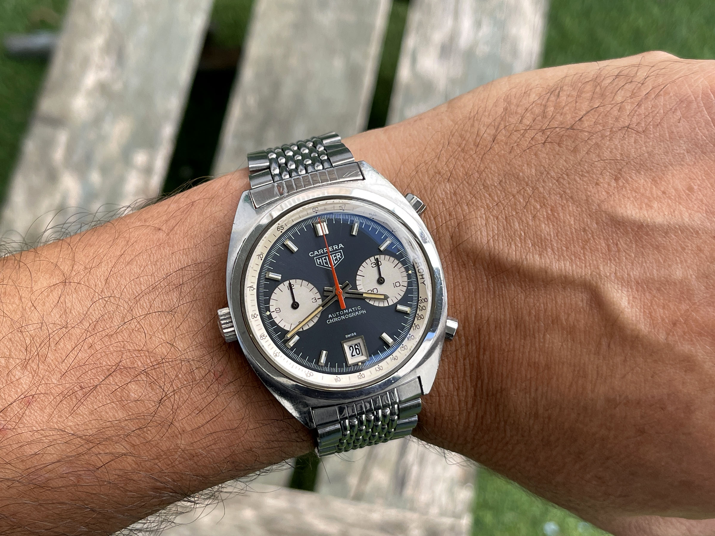 HEUER CARRERA 1969 - Reloj Cronógrafo Vintage Suizo Automático Calibre 11 Ref. 1153 *** GAY FRÈRES 3/69 ***