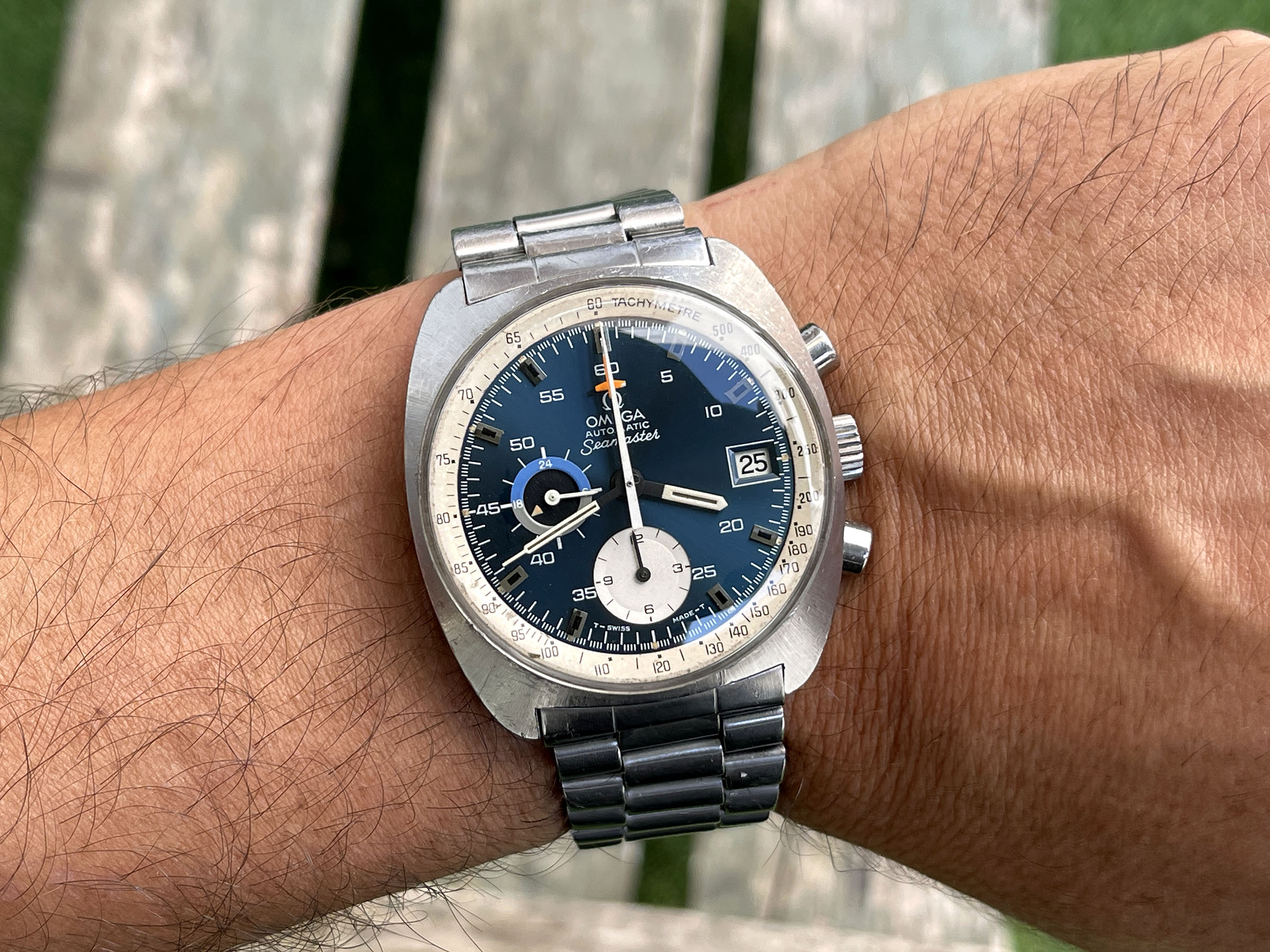 OMEGA SEAMASTER CHRONOGRAPH "BLUE" 1972 - Vintage Swiss Automatic Chronograph Watch Ref. 176.007 Cal. Omega 1040 *** SPECTACULAR ***
