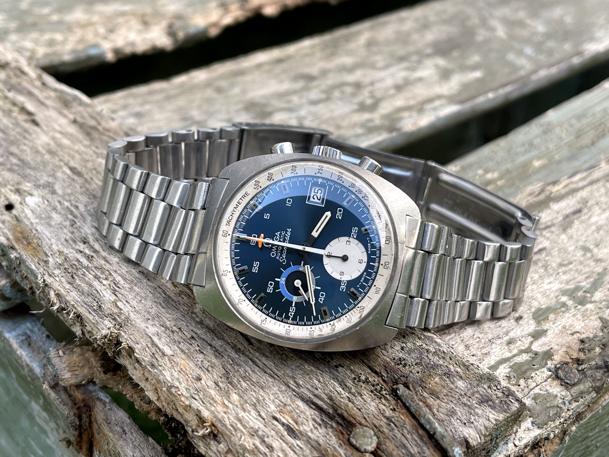 OMEGA SEAMASTER CHRONOGRAPH "BLUE" 1972 - Vintage Swiss Automatic Chronograph Watch Ref. 176.007 Cal. Omega 1040 *** SPECTACULAR ***