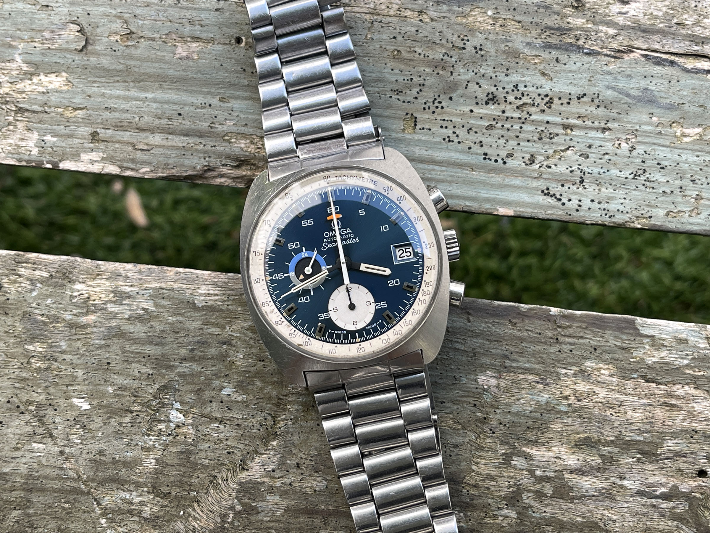 OMEGA SEAMASTER CHRONOGRAPH "BLUE" 1972 - Vintage Swiss Automatic Chronograph Watch Ref. 176.007 Cal. Omega 1040 *** SPECTACULAR ***