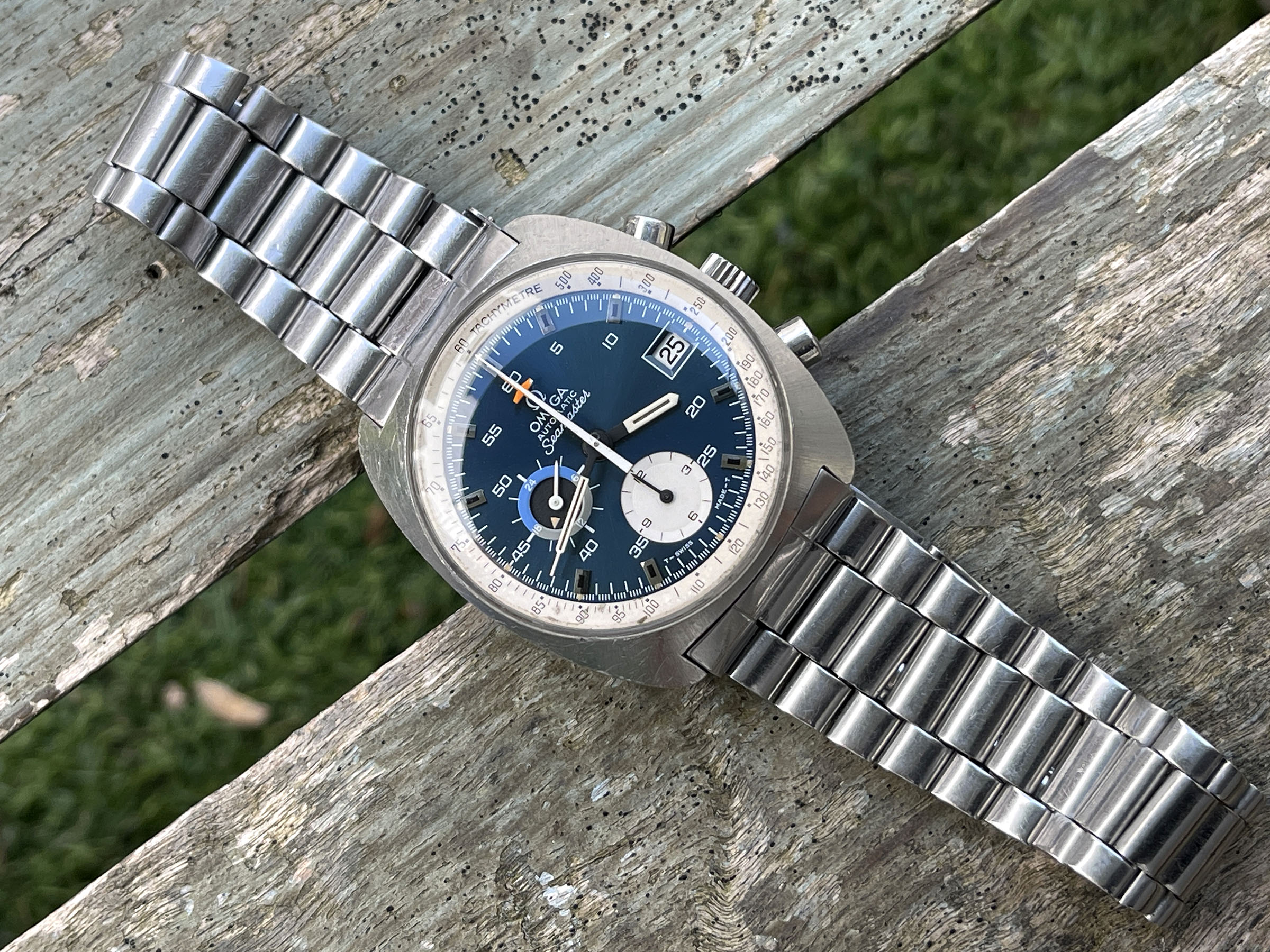 OMEGA SEAMASTER CHRONOGRAPH "BLUE" 1972 - Vintage Swiss Automatic Chronograph Watch Ref. 176.007 Cal. Omega 1040 *** SPECTACULAR ***