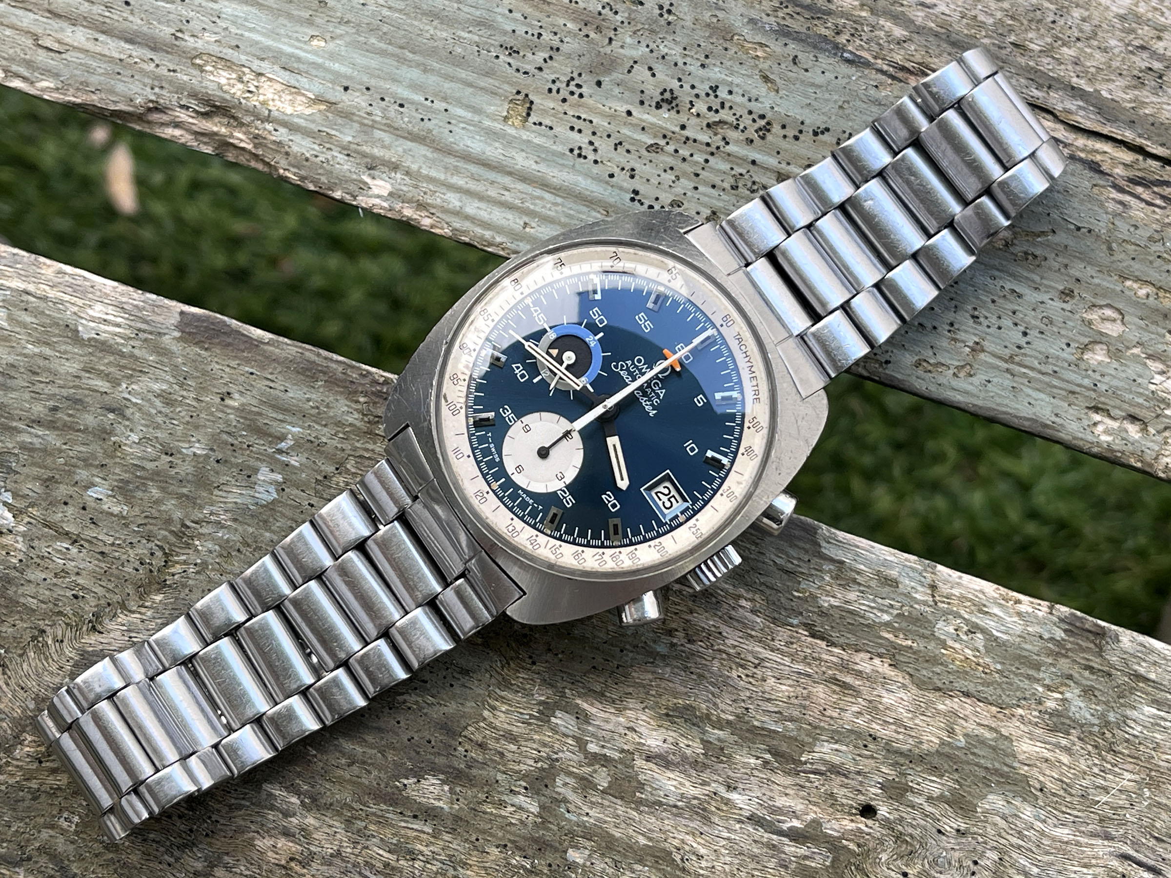 OMEGA SEAMASTER CHRONOGRAPH "BLUE" 1972 - Vintage Swiss Automatic Chronograph Watch Ref. 176.007 Cal. Omega 1040 *** SPECTACULAR ***