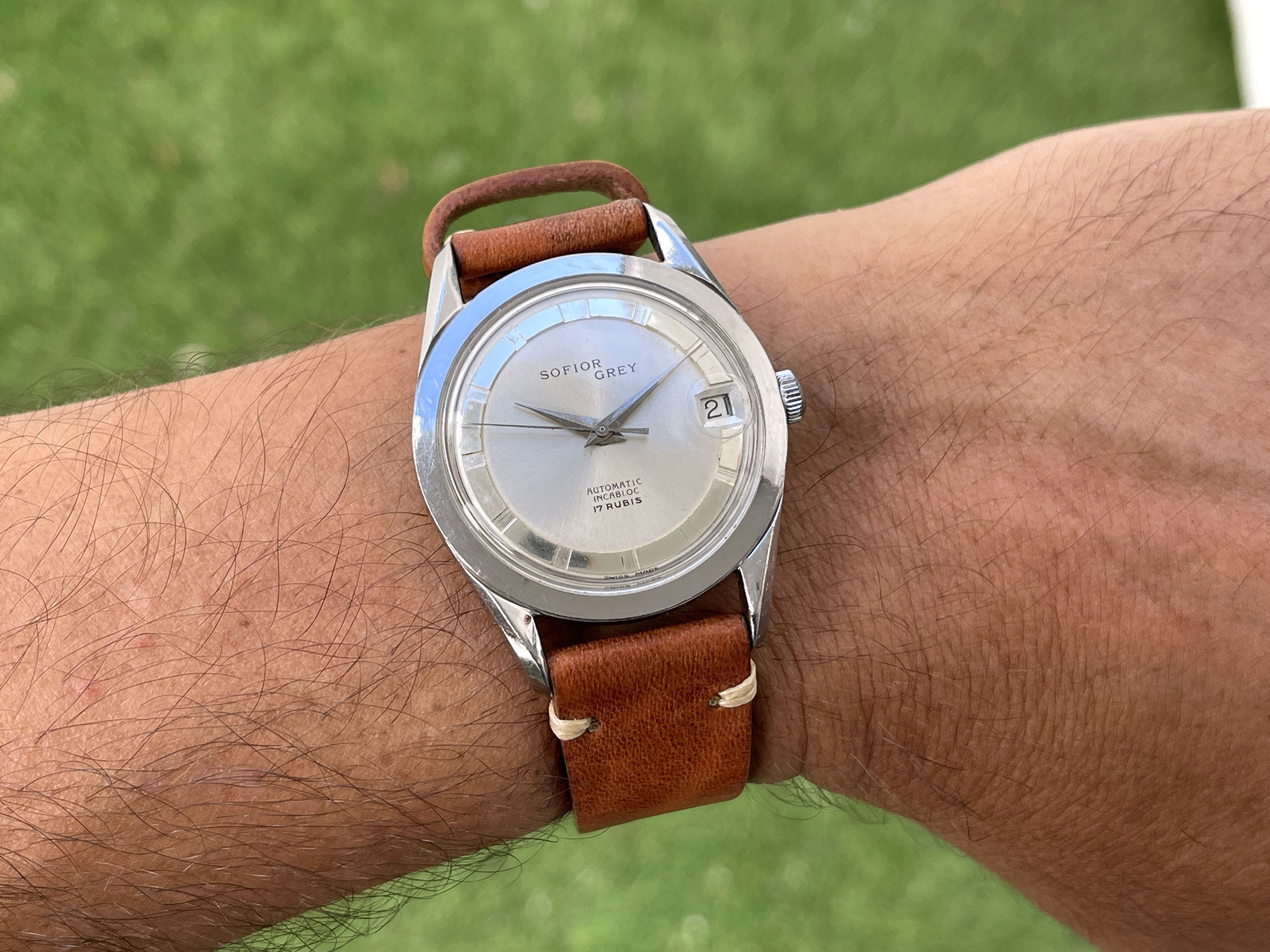 SOFIOR GREY 1965 (circa) - Vintage Swiss Automatic Watch Cal. FELSA 4007N Ref. 616-9 *** POLEROUTER STYLE ***