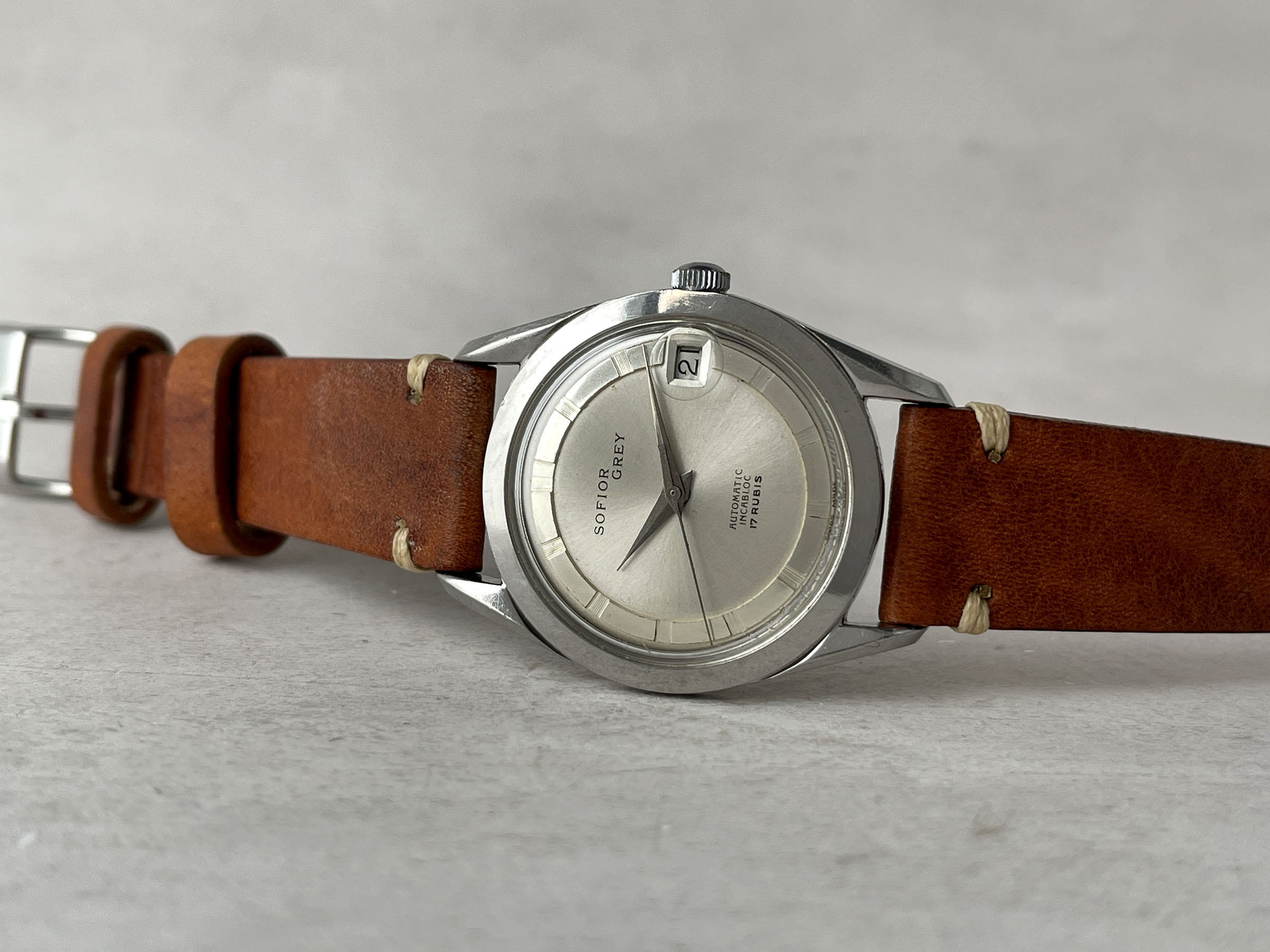 SOFIOR GREY 1965 (circa) - Vintage Swiss Automatic Watch Cal. FELSA 4007N Ref. 616-9 *** POLEROUTER STYLE ***
