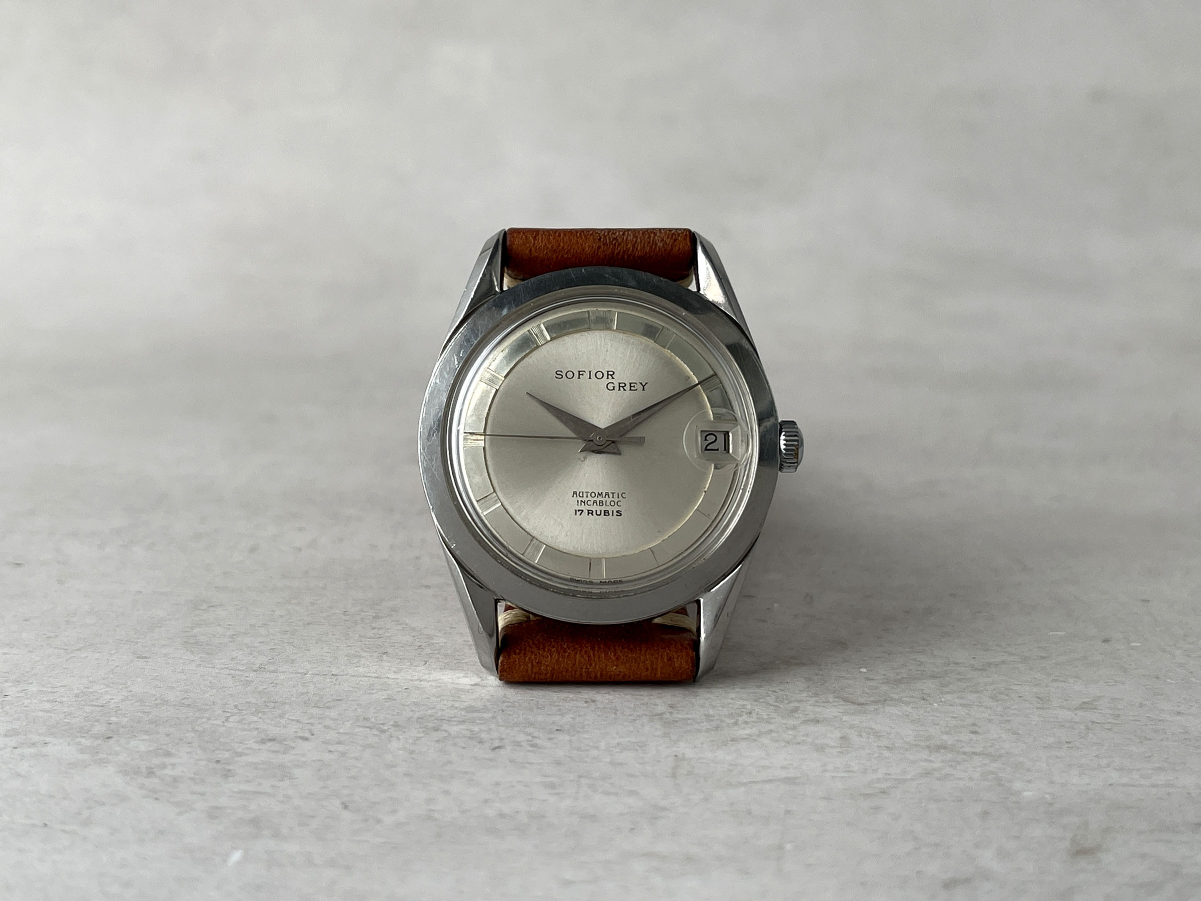 SOFIOR GREY 1965 (circa) - Vintage Swiss Automatic Watch Cal. FELSA 4007N Ref. 616-9 *** POLEROUTER STYLE ***
