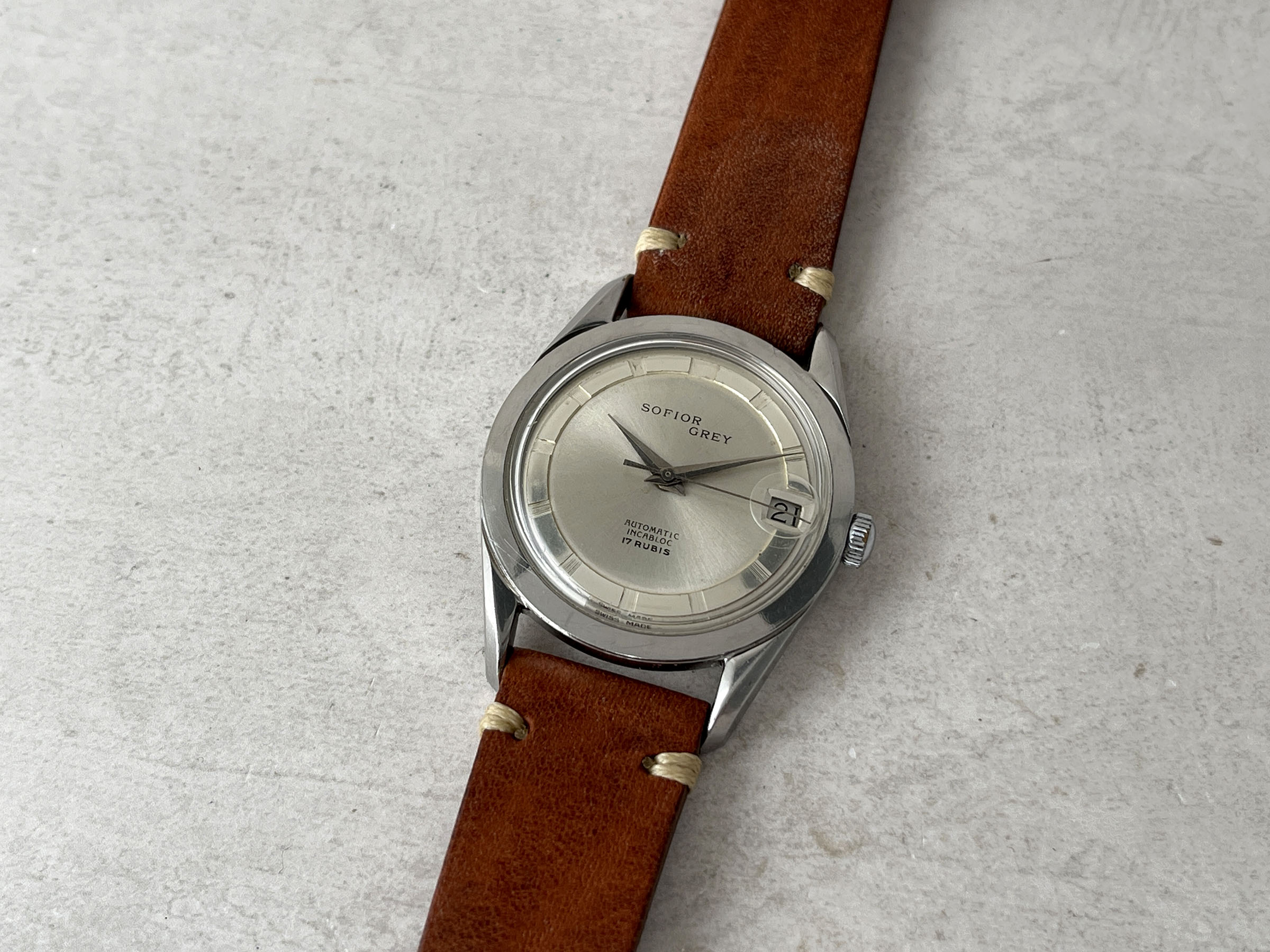 SOFIOR GREY 1965 (circa) - Vintage Swiss Automatic Watch Cal. FELSA 4007N Ref. 616-9 *** POLEROUTER STYLE ***
