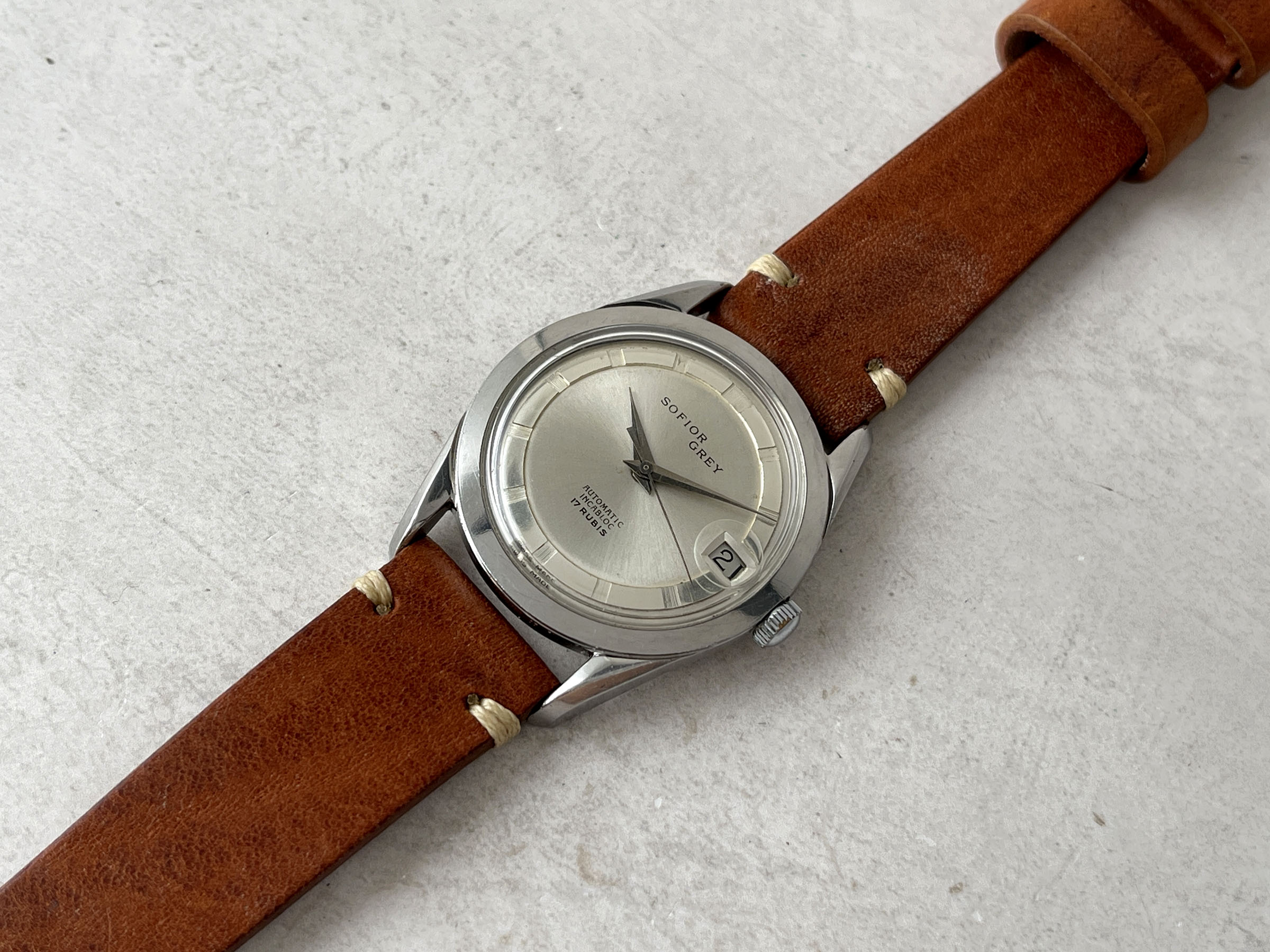 SOFIOR GREY 1965 (circa) - Vintage Swiss Automatic Watch Cal. FELSA 4007N Ref. 616-9 *** POLEROUTER STYLE ***