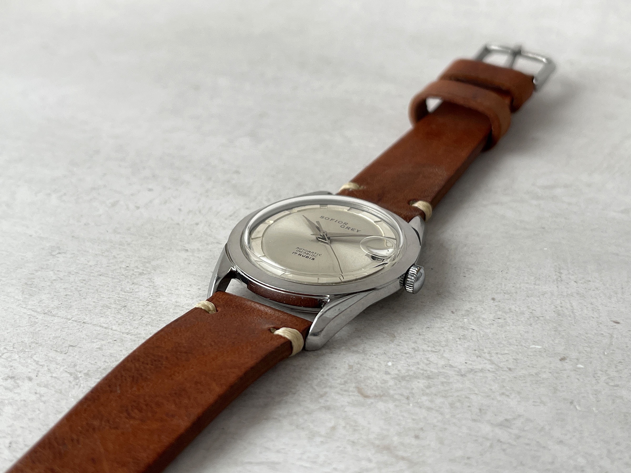 SOFIOR GREY 1965 (circa) - Vintage Swiss Automatic Watch Cal. FELSA 4007N Ref. 616-9 *** POLEROUTER STYLE ***