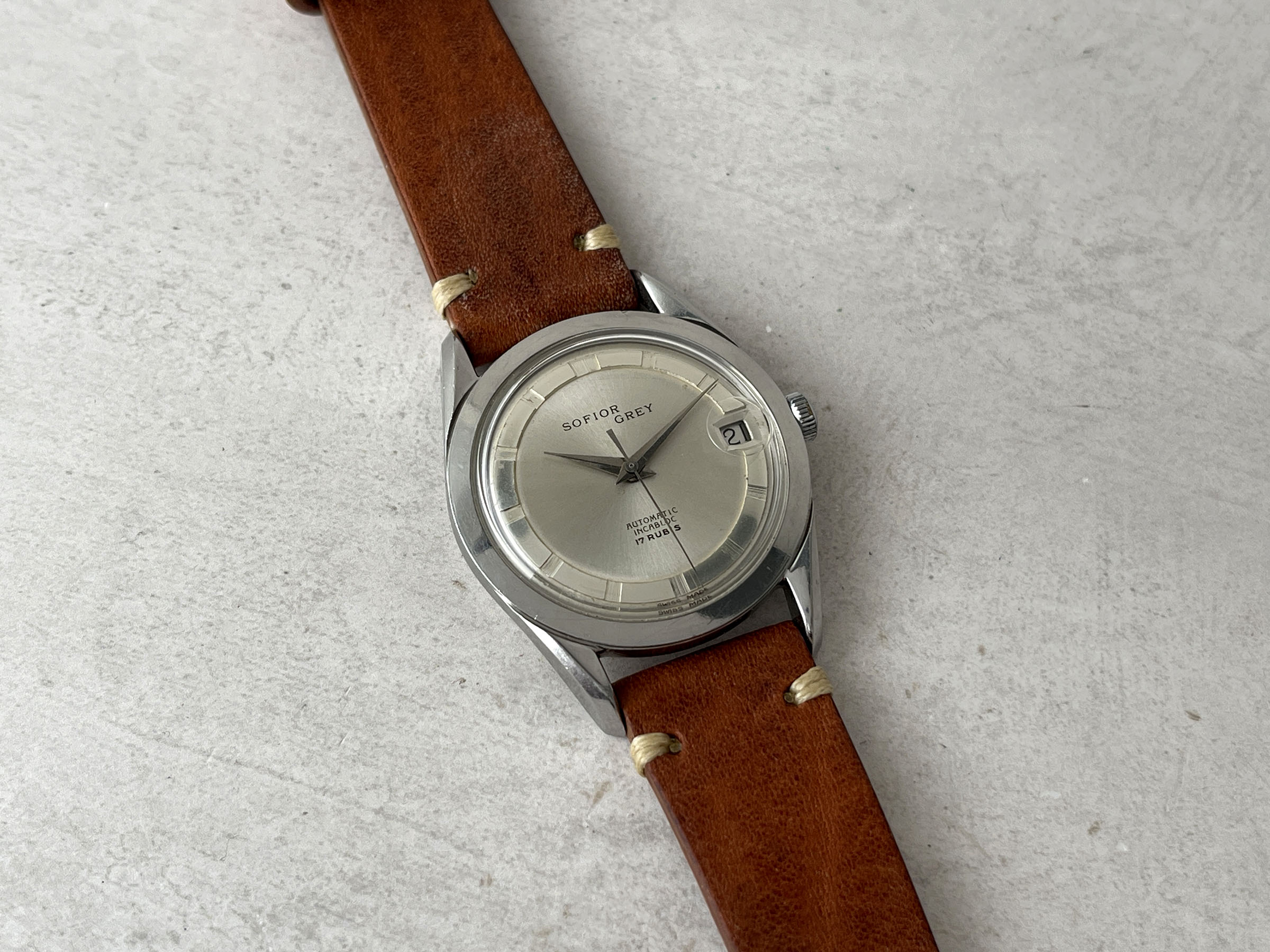 SOFIOR GREY 1965 (circa) - Vintage Swiss Automatic Watch Cal. FELSA 4007N Ref. 616-9 *** POLEROUTER STYLE ***