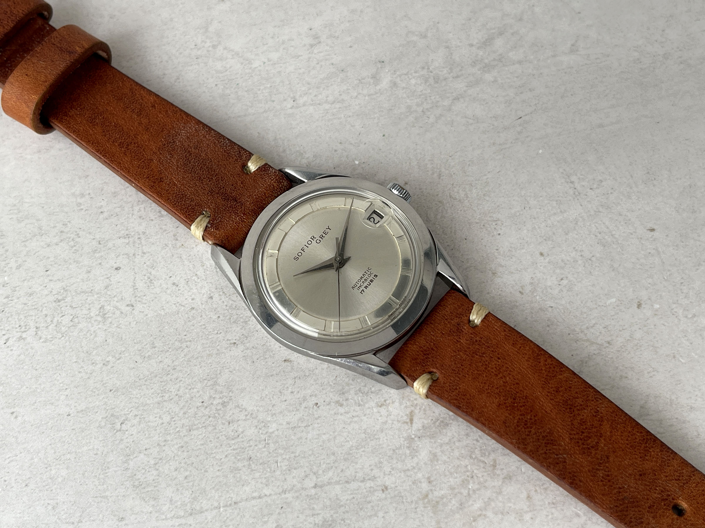 SOFIOR GREY 1965 (circa) - Vintage Swiss Automatic Watch Cal. FELSA 4007N Ref. 616-9 *** POLEROUTER STYLE ***